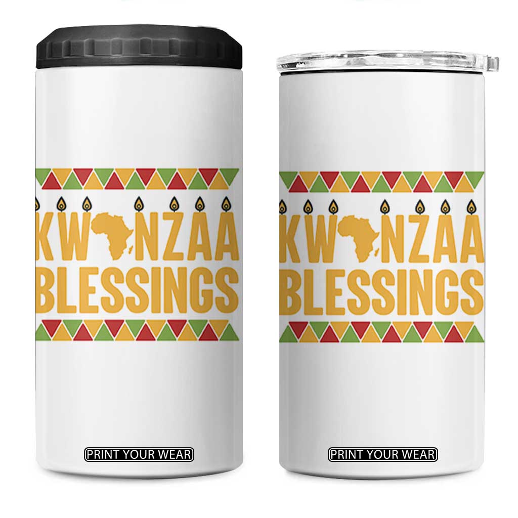 Kwanzaa Blessings 4 in 1 Can Cooler Tumbler Kinara Light African Heritage Gift TS12 One Size: 16 oz White Print Your Wear