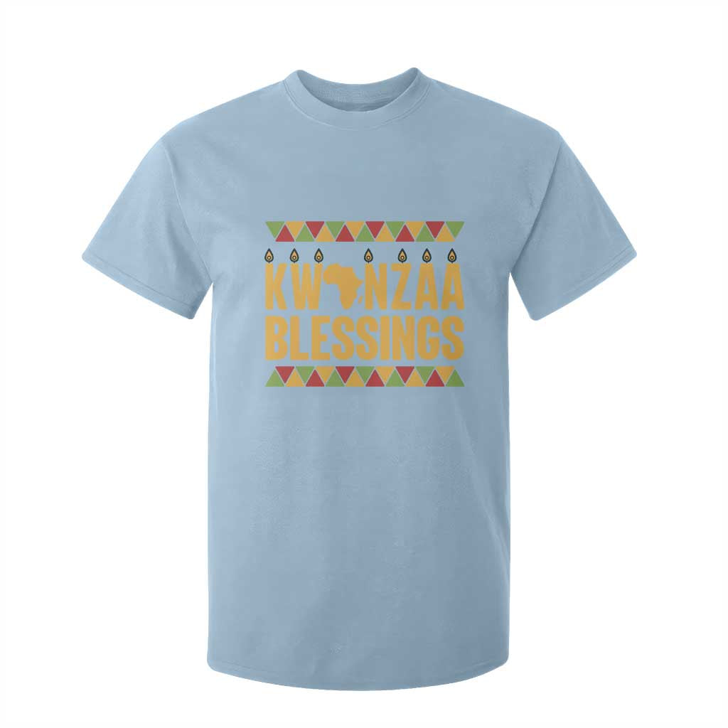 Kwanzaa Blessings T Shirt For Kid Kinara Light African Heritage Gift TS12 Light Blue Print Your Wear