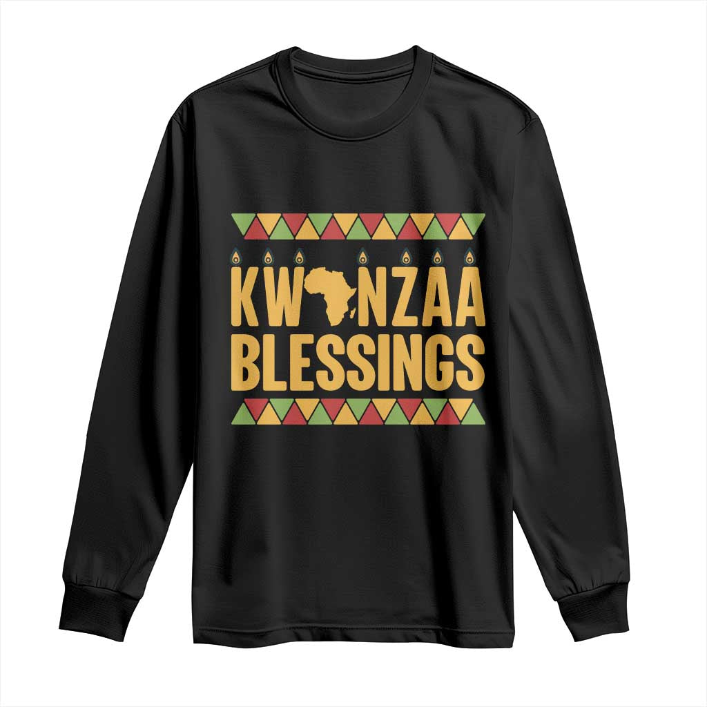 Kwanzaa Blessings Long Sleeve Shirt Kinara Light African Heritage Gift TS12 Black Print Your Wear