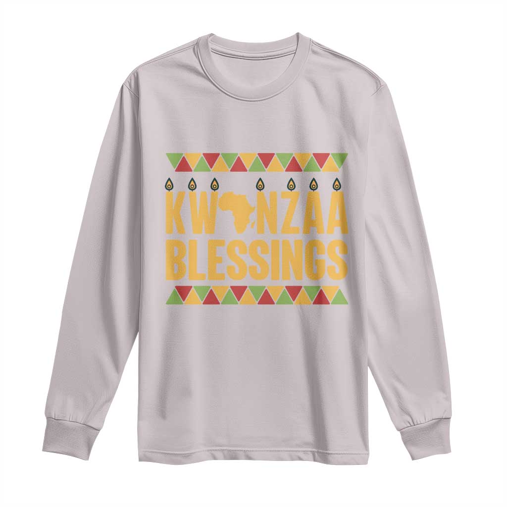 Kwanzaa Blessings Long Sleeve Shirt Kinara Light African Heritage Gift TS12 Ice Gray Print Your Wear