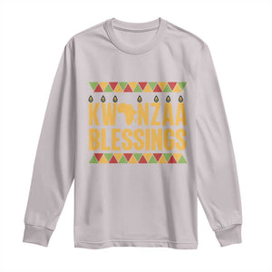 Kwanzaa Blessings Long Sleeve Shirt Kinara Light African Heritage Gift TS12 Ice Gray Print Your Wear
