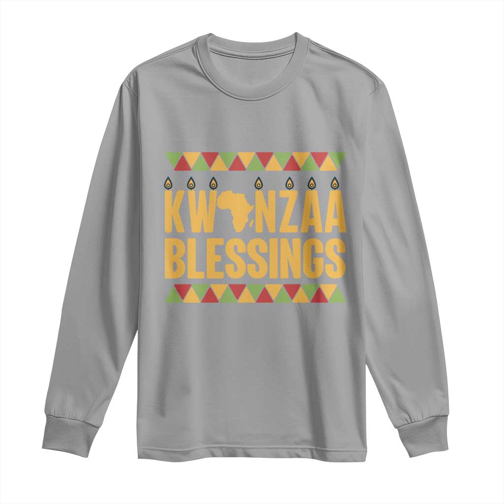 Kwanzaa Blessings Long Sleeve Shirt Kinara Light African Heritage Gift TS12 Sport Gray Print Your Wear