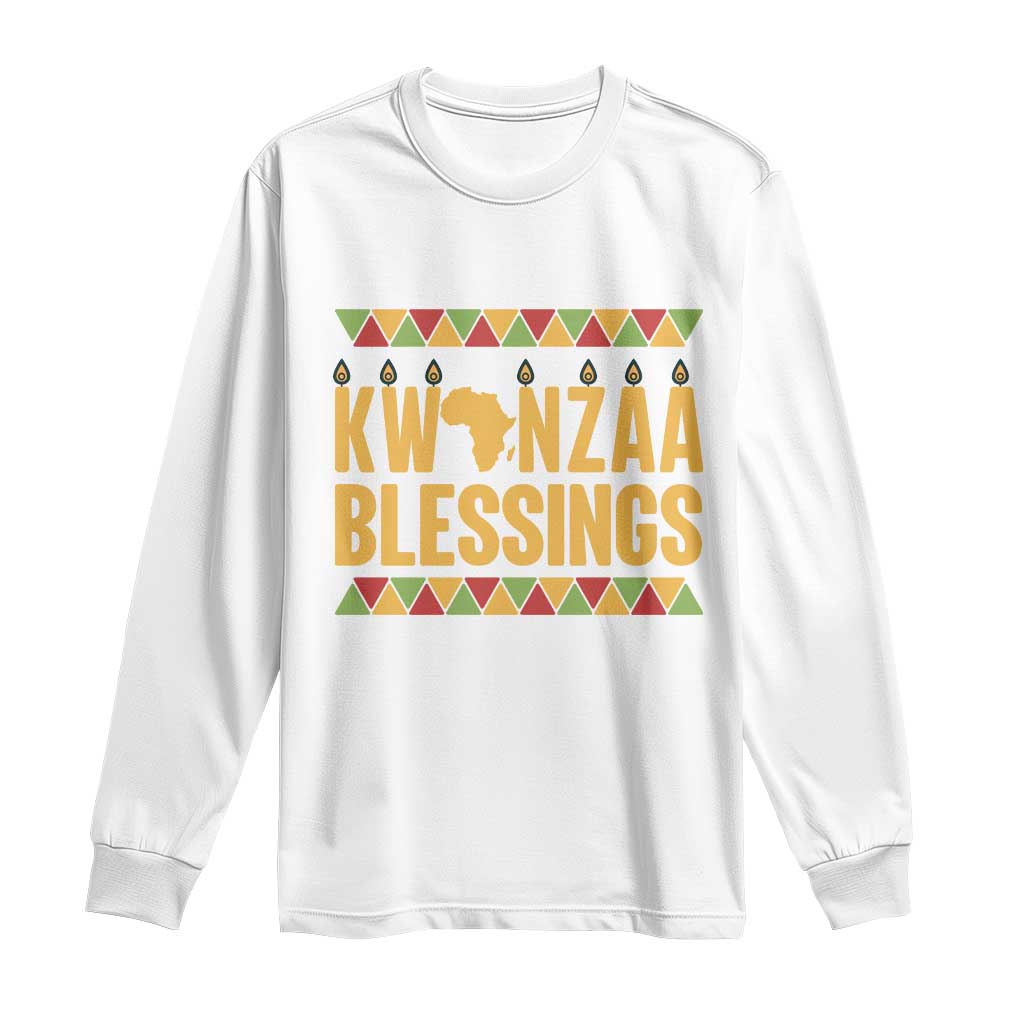 Kwanzaa Blessings Long Sleeve Shirt Kinara Light African Heritage Gift TS12 White Print Your Wear