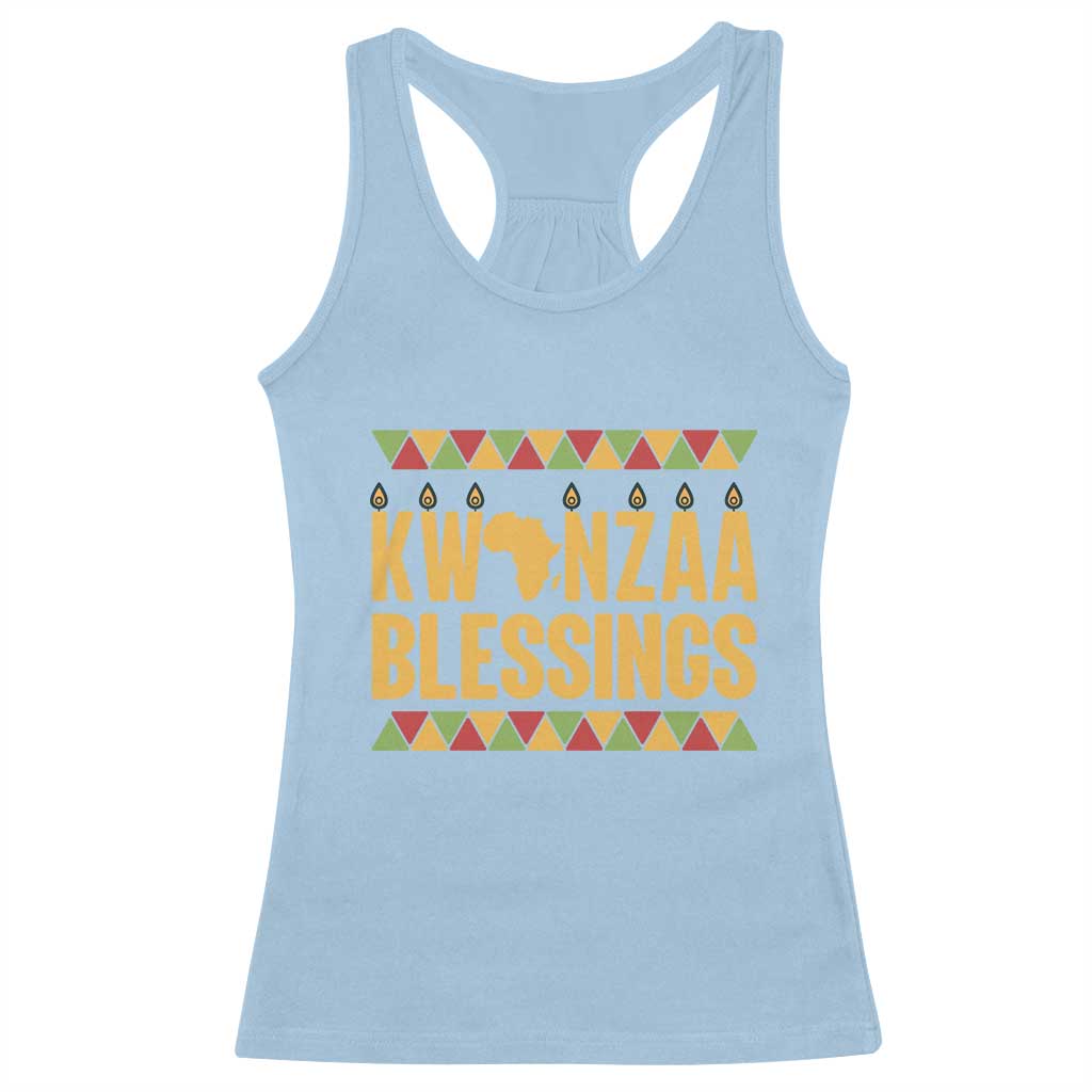 Kwanzaa Blessings Racerback Tank Top Kinara Light African Heritage Gift TS12 Light Blue Print Your Wear