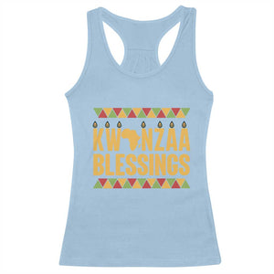 Kwanzaa Blessings Racerback Tank Top Kinara Light African Heritage Gift TS12 Light Blue Print Your Wear