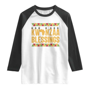 Kwanzaa Blessings Raglan Shirt Kinara Light African Heritage Gift TS12 White Black Print Your Wear