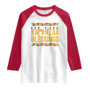 Kwanzaa Blessings Raglan Shirt Kinara Light African Heritage Gift TS12 White Red Print Your Wear