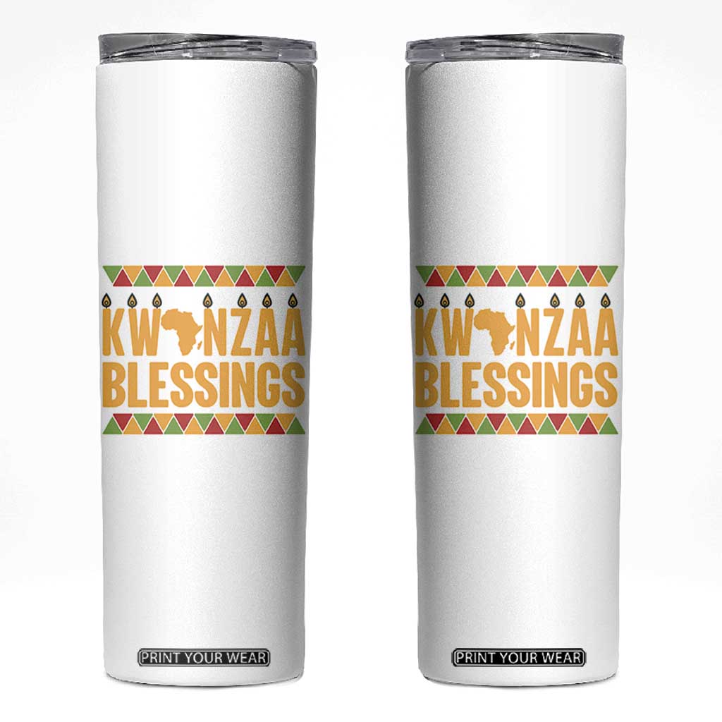 Kwanzaa Blessings Skinny Tumbler Kinara Light African Heritage Gift TS12 White Print Your Wear