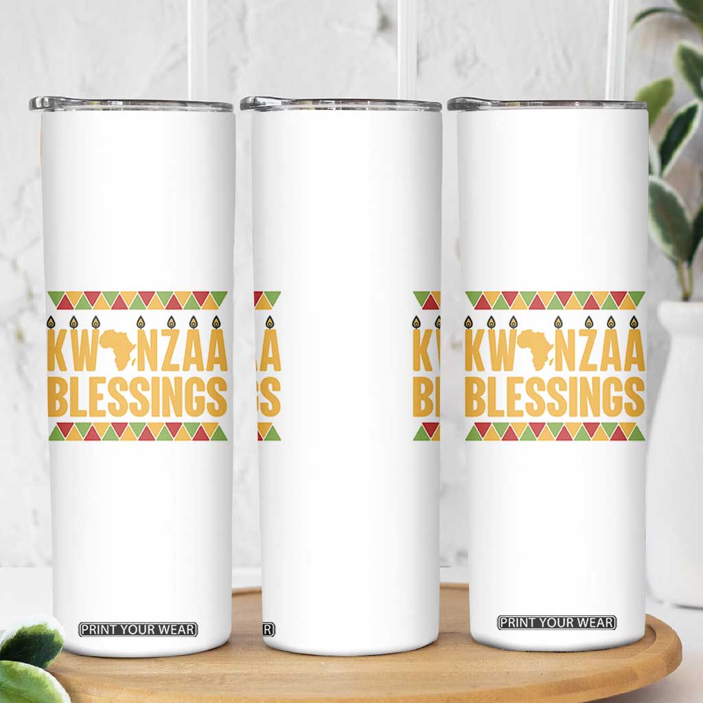 Kwanzaa Blessings Skinny Tumbler Kinara Light African Heritage Gift TS12 Print Your Wear