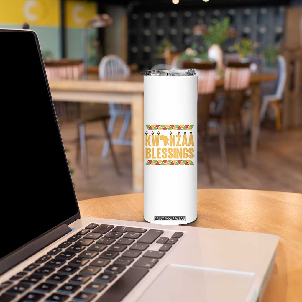 Kwanzaa Blessings Skinny Tumbler Kinara Light African Heritage Gift TS12 Print Your Wear