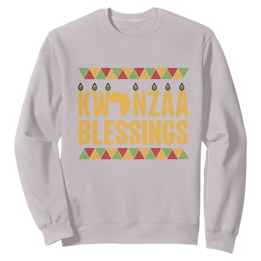 Kwanzaa Blessings Sweatshirt Kinara Light African Heritage Gift TS12 Ice Gray Print Your Wear