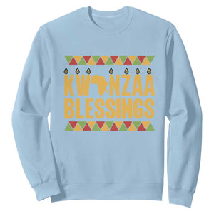 Kwanzaa Blessings Sweatshirt Kinara Light African Heritage Gift TS12 Light Blue Print Your Wear