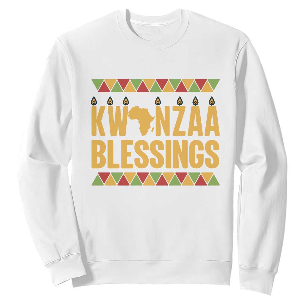 Kwanzaa Blessings Sweatshirt Kinara Light African Heritage Gift TS12 White Print Your Wear