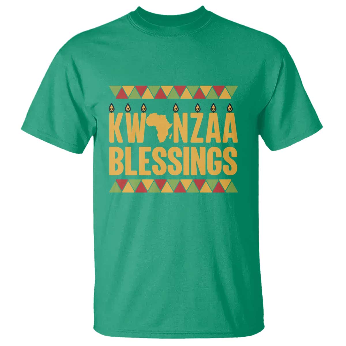 Kwanzaa Blessings T Shirt Kinara Light African Heritage Gift TS12 Irish Green Print Your Wear