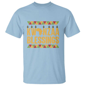 Kwanzaa Blessings T Shirt Kinara Light African Heritage Gift TS12 Light Blue Print Your Wear