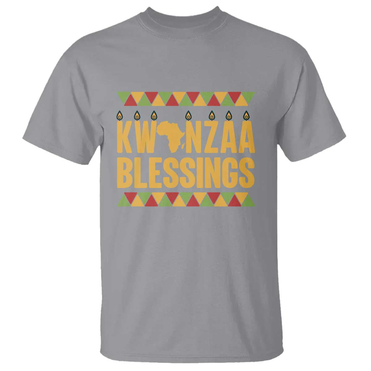 Kwanzaa Blessings T Shirt Kinara Light African Heritage Gift TS12 Sport Gray Print Your Wear