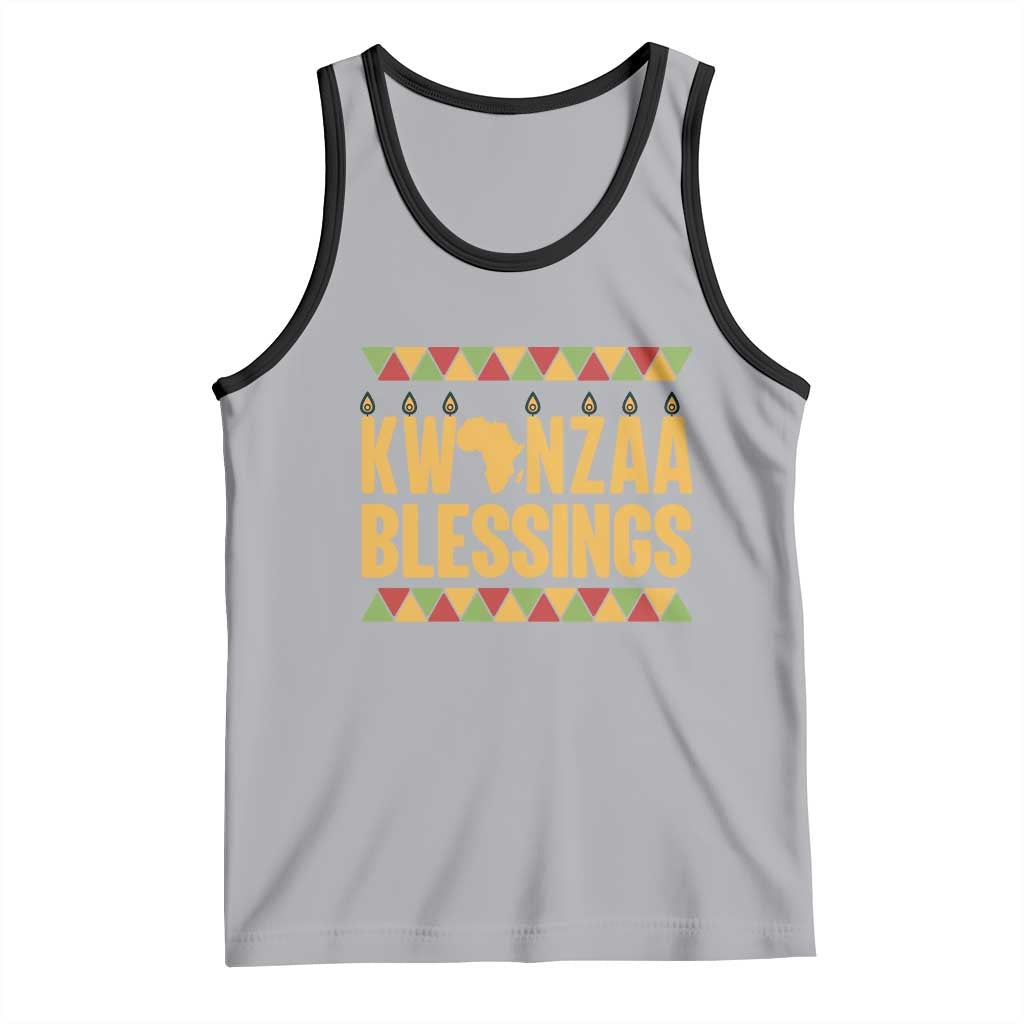 Kwanzaa Blessings Tank Top Kinara Light African Heritage Gift TS12 Athletic Heather Black Print Your Wear