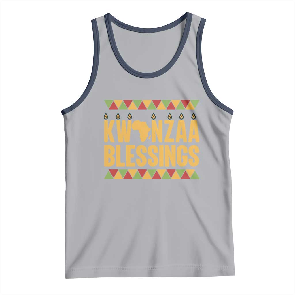 Kwanzaa Blessings Tank Top Kinara Light African Heritage Gift TS12 Athletic Heather Navy Print Your Wear