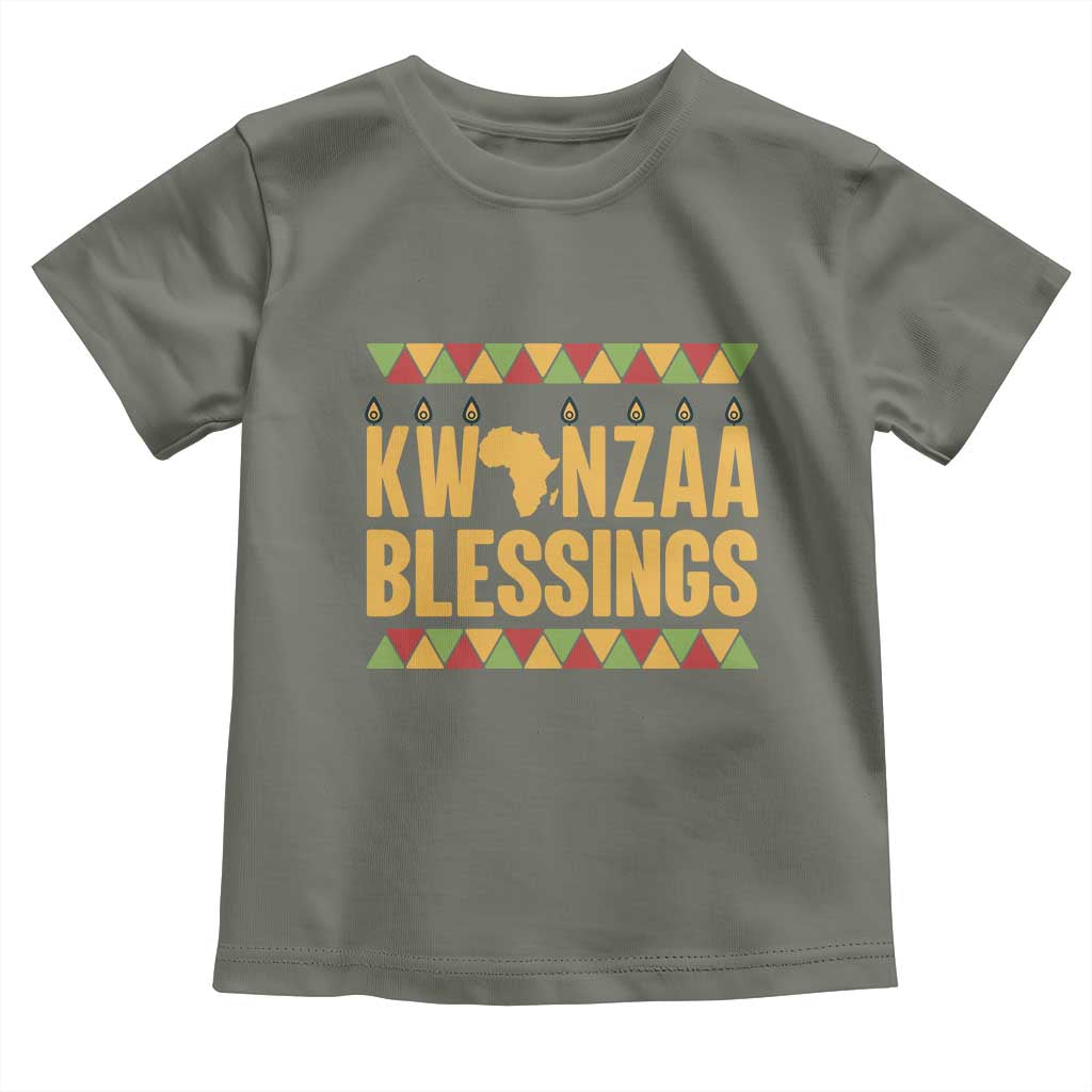 Kwanzaa Blessings Toddler T Shirt Kinara Light African Heritage Gift TS12 Military Green Print Your Wear