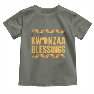 Kwanzaa Blessings Toddler T Shirt Kinara Light African Heritage Gift TS12 Military Green Print Your Wear