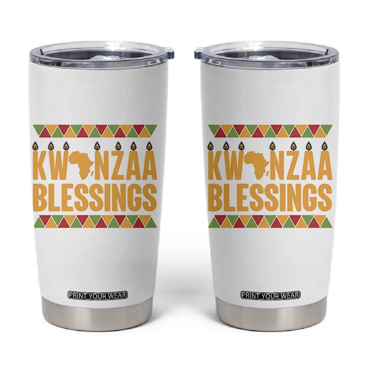Kwanzaa Blessings Tumbler Cup Kinara Light African Heritage Gift TS12 White Print Your Wear