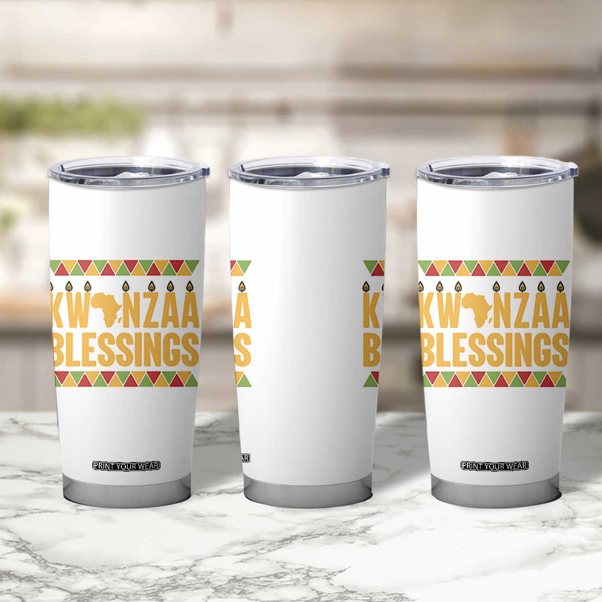 Kwanzaa Blessings Tumbler Cup Kinara Light African Heritage Gift TS12 Print Your Wear