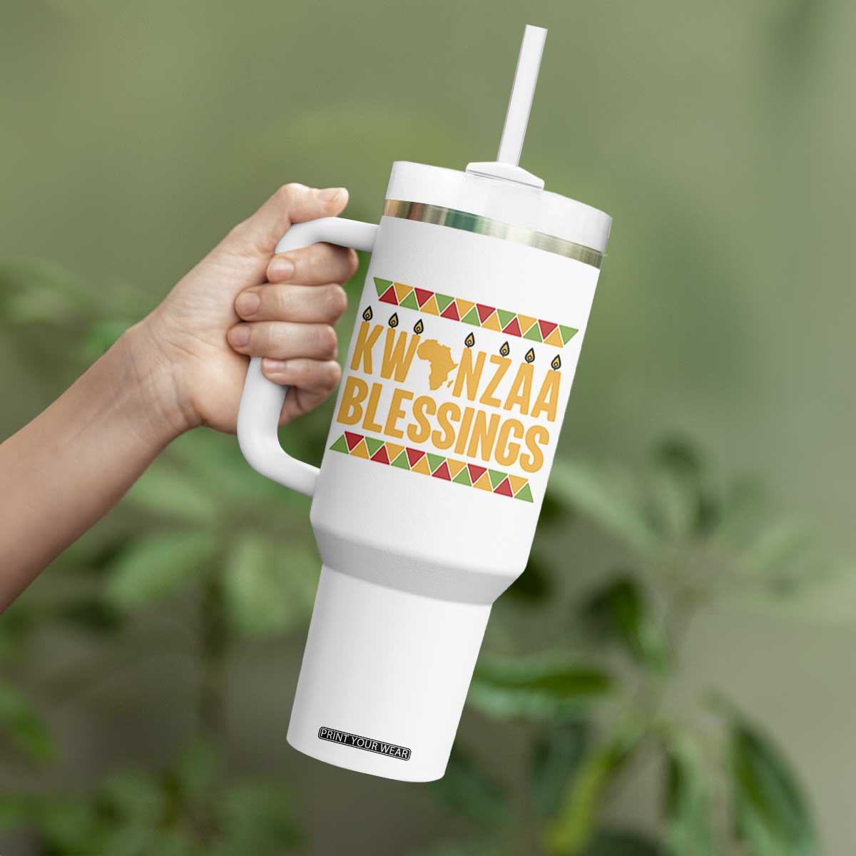 Kwanzaa Blessings Tumbler With Handle Kinara Light African Heritage Gift TS12 Print Your Wear