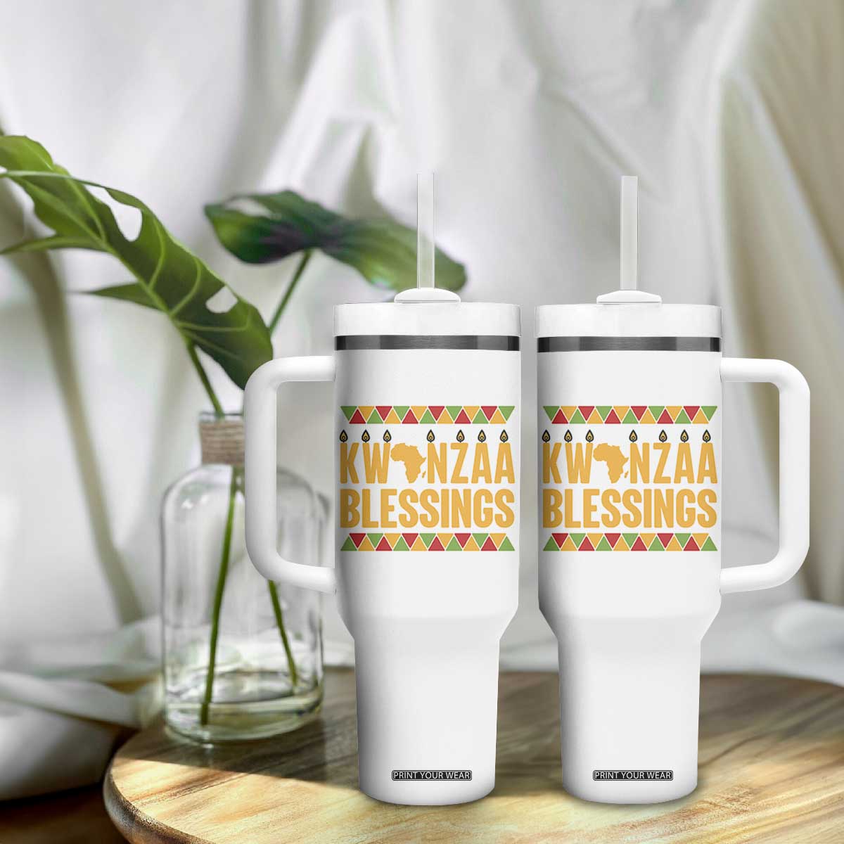 Kwanzaa Blessings Tumbler With Handle Kinara Light African Heritage Gift TS12 Print Your Wear
