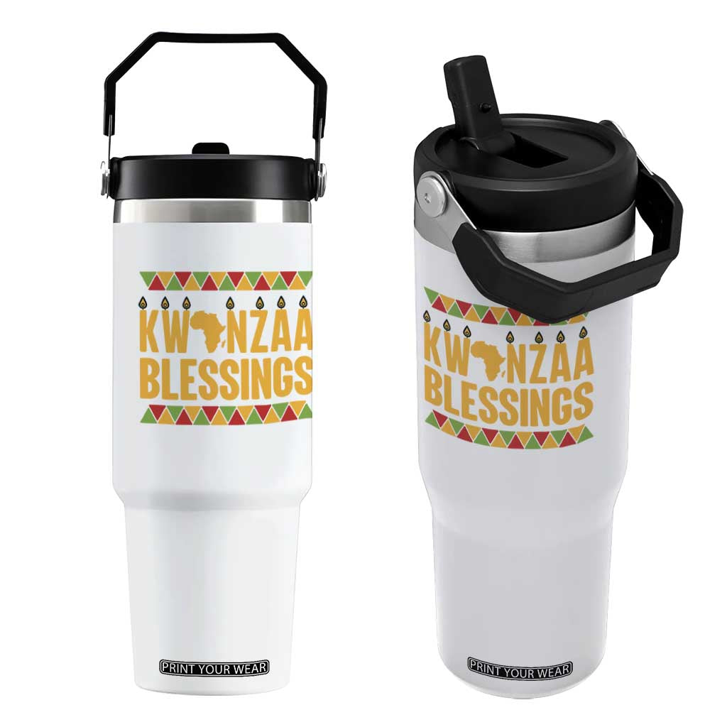 Kwanzaa Blessings Flip Straw Tumbler Kinara Light African Heritage Gift TS12 One Size: 30 oz White Print Your Wear