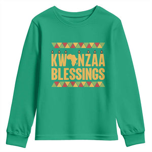 Kwanzaa Blessings Youth Sweatshirt Kinara Light African Heritage Gift TS12 Irish Green Print Your Wear
