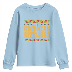 Kwanzaa Blessings Youth Sweatshirt Kinara Light African Heritage Gift TS12 Light Blue Print Your Wear