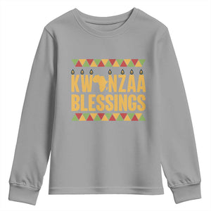 Kwanzaa Blessings Youth Sweatshirt Kinara Light African Heritage Gift TS12 Sport Gray Print Your Wear