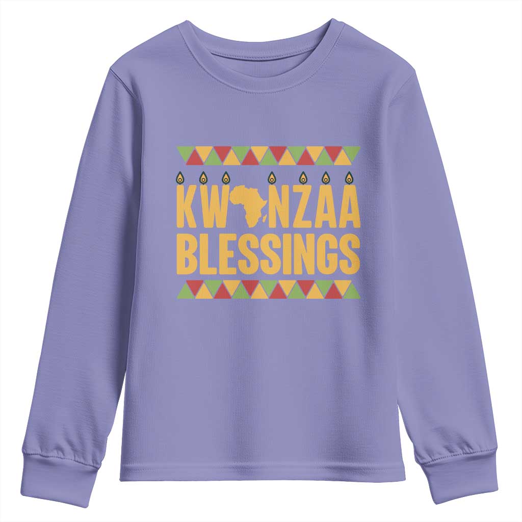 Kwanzaa Blessings Youth Sweatshirt Kinara Light African Heritage Gift TS12 Violet Print Your Wear