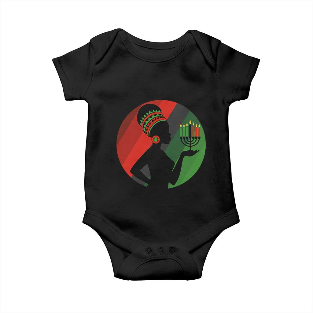 African Woman With Kinara Baby Onesie Happy Kwanzaa Cultural Pride Gift - Print Your Wear