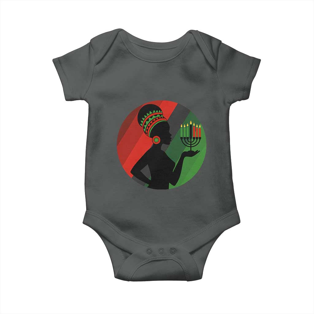 African Woman With Kinara Baby Onesie Happy Kwanzaa Cultural Pride Gift TS12 Dark Heather Print Your Wear
