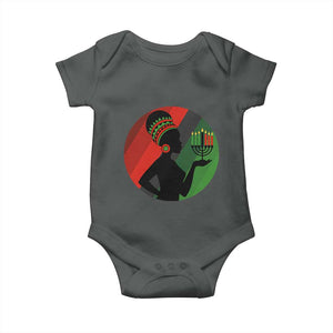 African Woman With Kinara Baby Onesie Happy Kwanzaa Cultural Pride Gift TS12 Dark Heather Print Your Wear