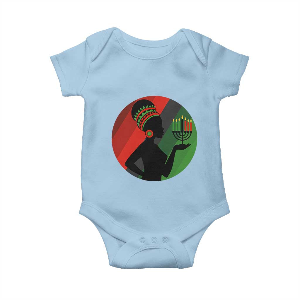 African Woman With Kinara Baby Onesie Happy Kwanzaa Cultural Pride Gift - Print Your Wear