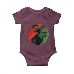 African Woman With Kinara Baby Onesie Happy Kwanzaa Cultural Pride Gift TS12 Maroon Print Your Wear