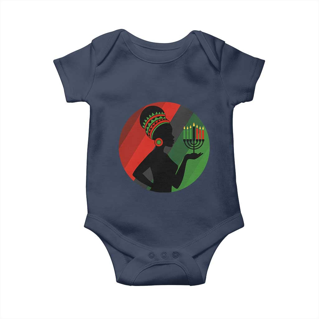 African Woman With Kinara Baby Onesie Happy Kwanzaa Cultural Pride Gift - Print Your Wear