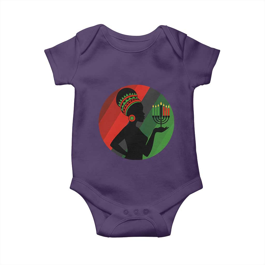 African Woman With Kinara Baby Onesie Happy Kwanzaa Cultural Pride Gift TS12 Purple Print Your Wear