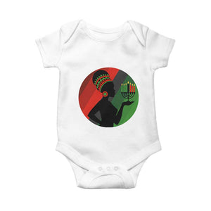 African Woman With Kinara Baby Onesie Happy Kwanzaa Cultural Pride Gift - Print Your Wear