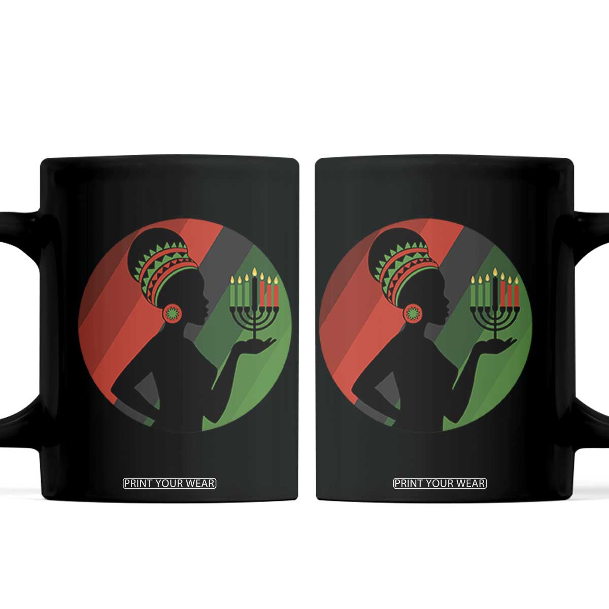 African Woman With Kinara Coffee Mug Happy Kwanzaa Cultural Pride Gift TS12 Black Print Your Wear