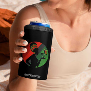 African Woman With Kinara 4 in 1 Can Cooler Tumbler Happy Kwanzaa Cultural Pride Gift TS12 Print Your Wear