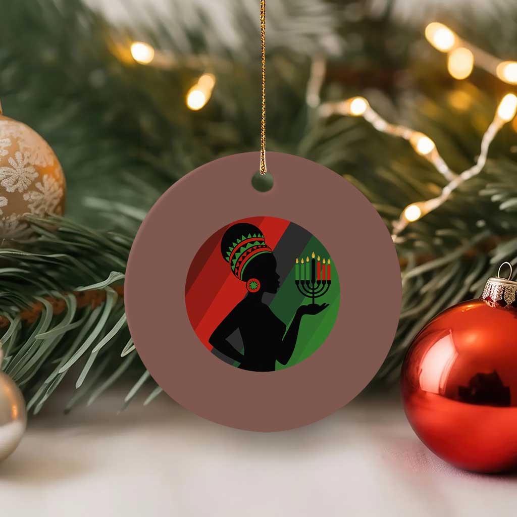 African Woman With Kinara Ceramic Ornament Happy Kwanzaa Cultural Pride Gift TS12 1pc Mocha Print Your Wear