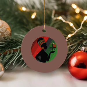 African Woman With Kinara Ceramic Ornament Happy Kwanzaa Cultural Pride Gift TS12 1pc Mocha Print Your Wear