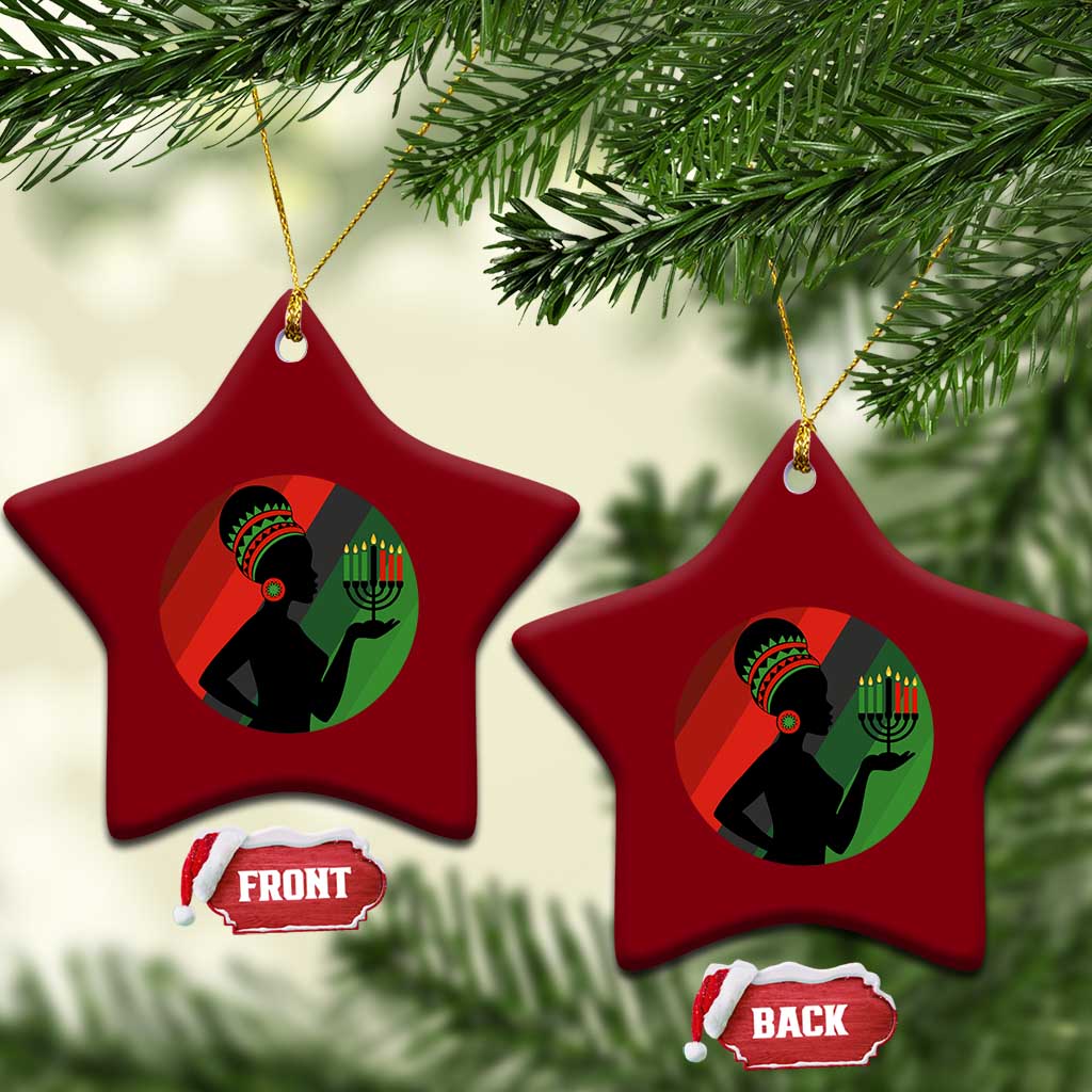 African Woman With Kinara Ceramic Ornament Happy Kwanzaa Cultural Pride Gift TS12 Print Your Wear