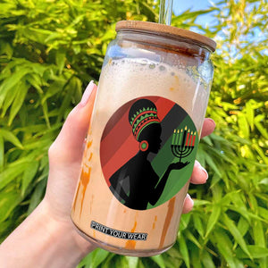 African Woman With Kinara Glass Can Happy Kwanzaa Cultural Pride Gift TS12 Black Print Your Wear