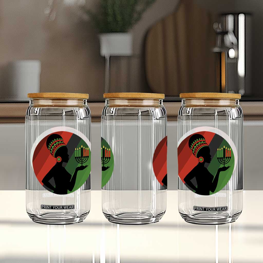 African Woman With Kinara Glass Can Happy Kwanzaa Cultural Pride Gift TS12 Print Your Wear