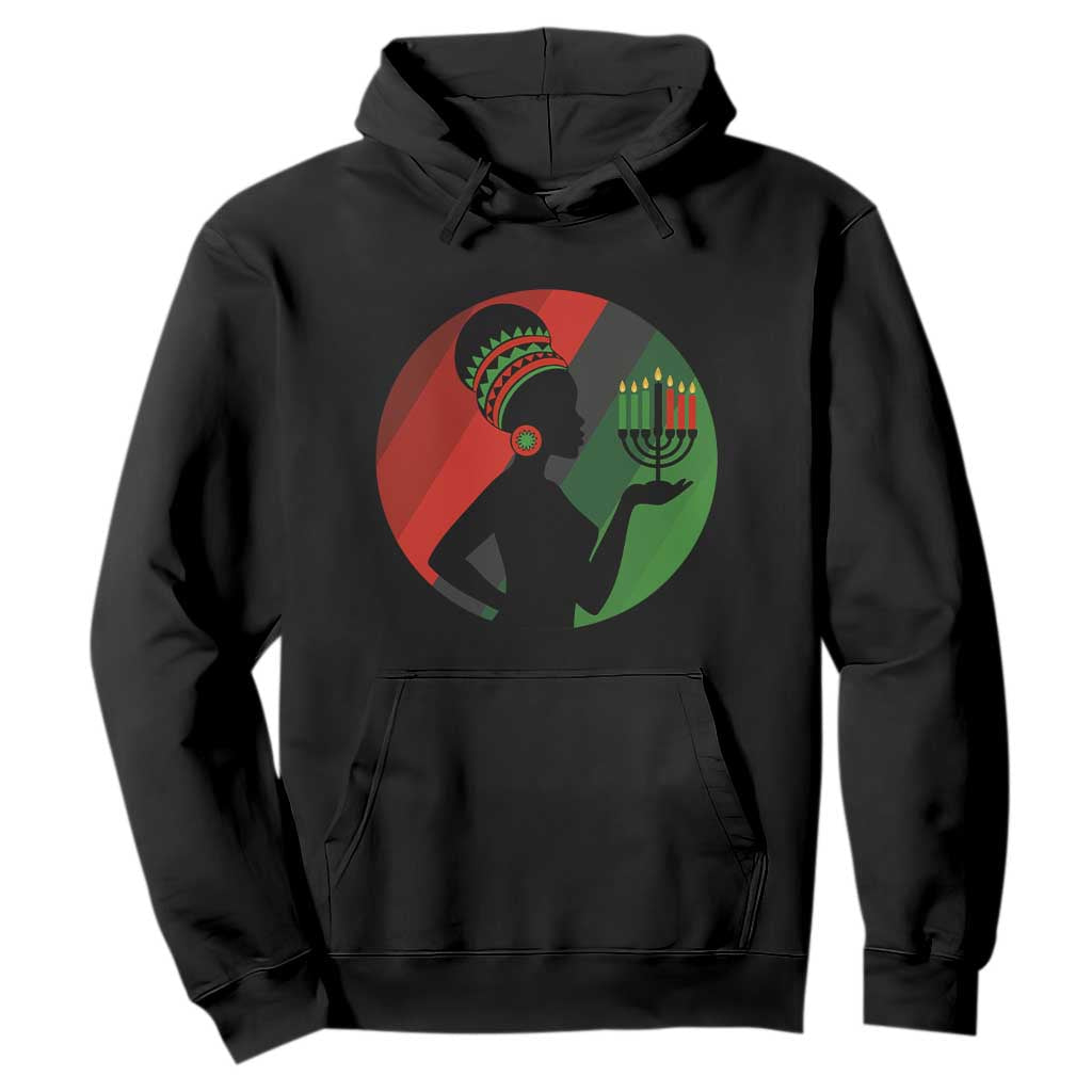 African Woman With Kinara Hoodie Happy Kwanzaa Cultural Pride Gift TS12 Black Print Your Wear