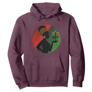 African Woman With Kinara Hoodie Happy Kwanzaa Cultural Pride Gift TS12 Maroon Print Your Wear